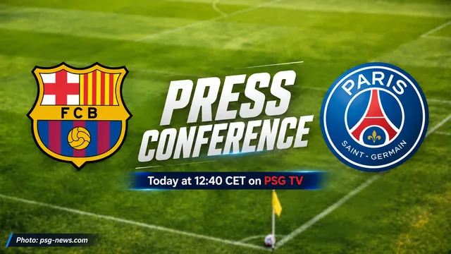 MD-1 show and press conference from PSG Campus at 12:40 CEST ahead of PSG–Barcelona
